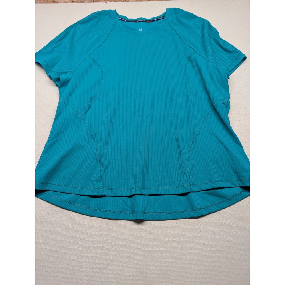 Spyder Active Women Shirt Size XL Workout Green Pullover Crew Neck Shirt Sleeve